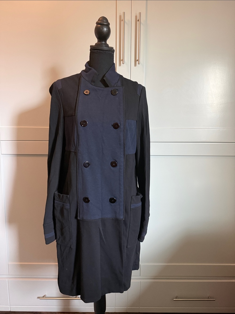 Diane Von Furstenberg Olive and Gray Military-Style Trench Coat